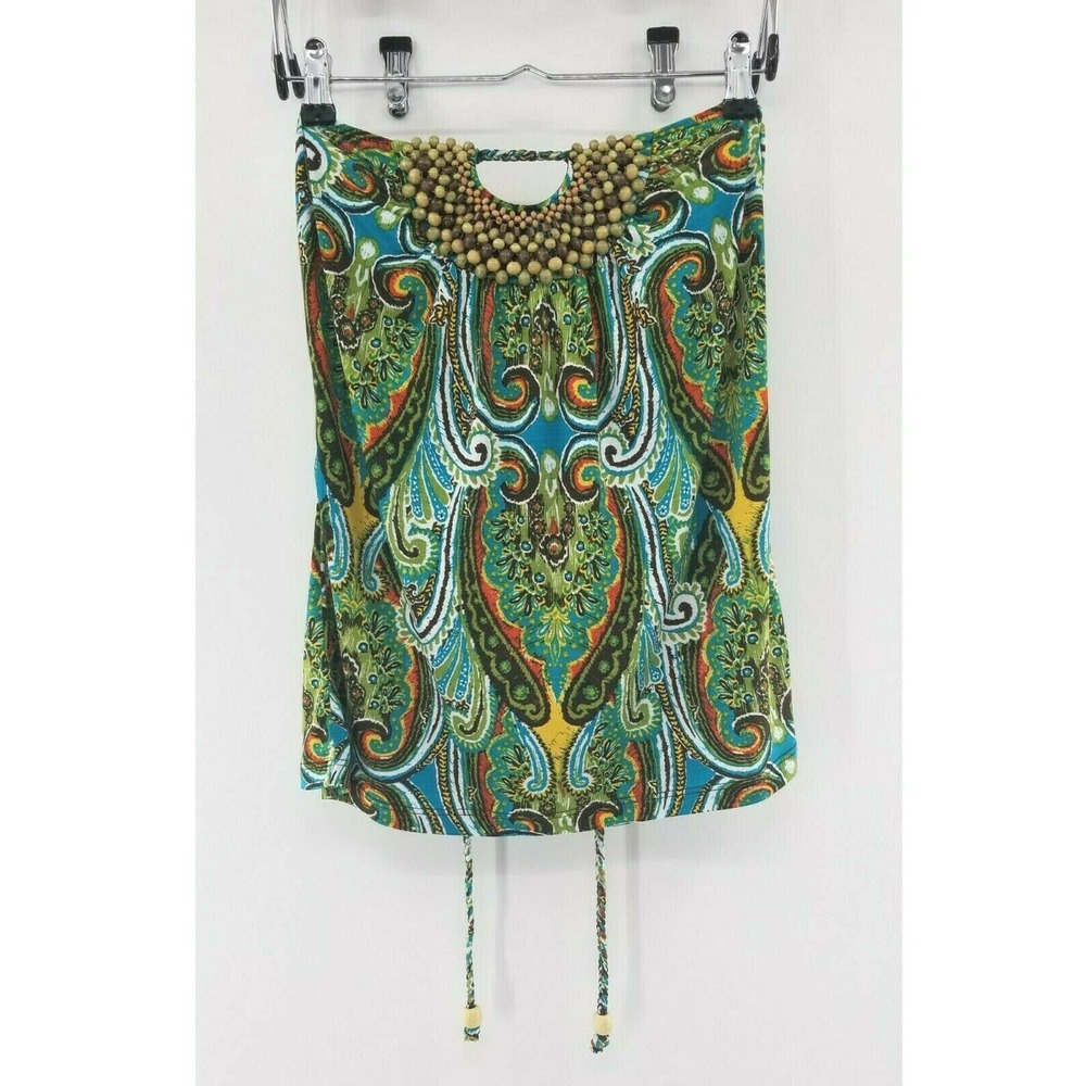 HeartSoul Tropical Halter Top With Wood Beads